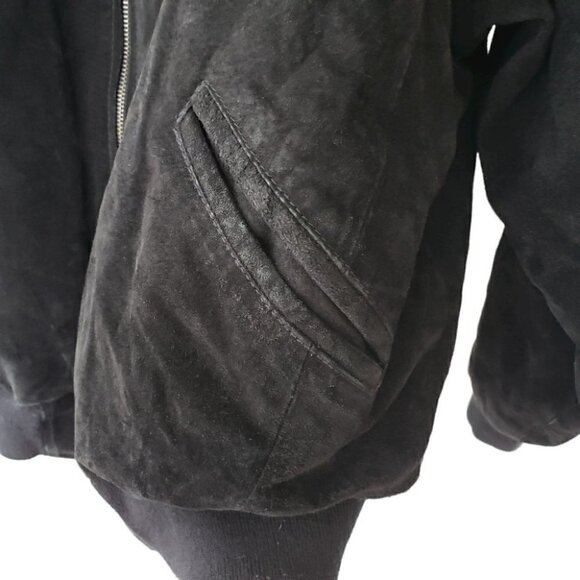 BOEING black suede aviator bomber jacket men's size L - Picture 9 of 15